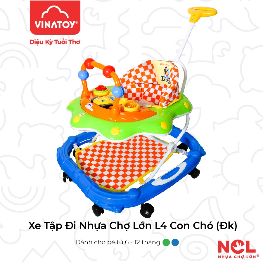Xe Tập Đi Nhựa Chợ Lớn L4 Con Chó ĐK (Không nhạc) - M1639A-XTĐ - Dành Cho Bé Từ 6 - 12 Tháng