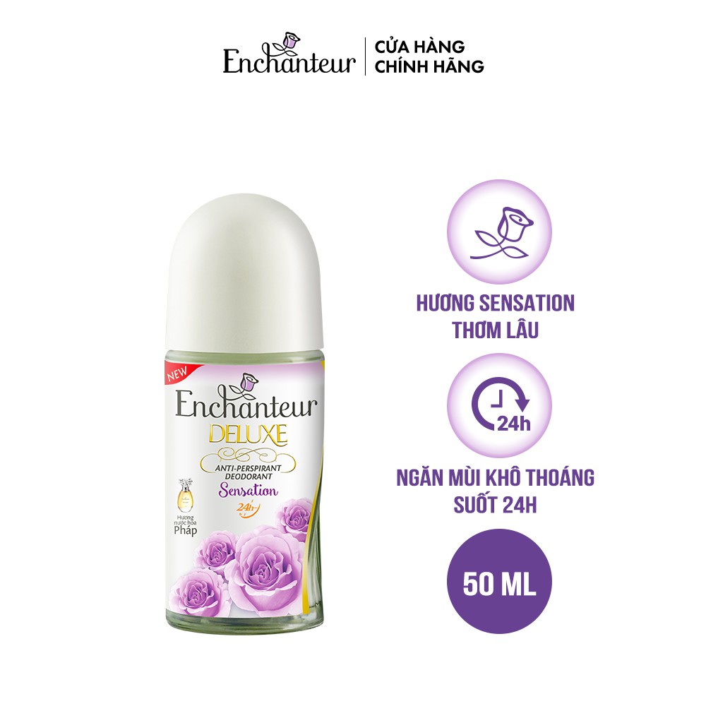 [Mã FMCGMALL - 8% đơn 250K] Lăn khử mùi hương nước hoa Enchanteur Charming/ Sensation/ Delightful/ Romantic/ Magic 50ml