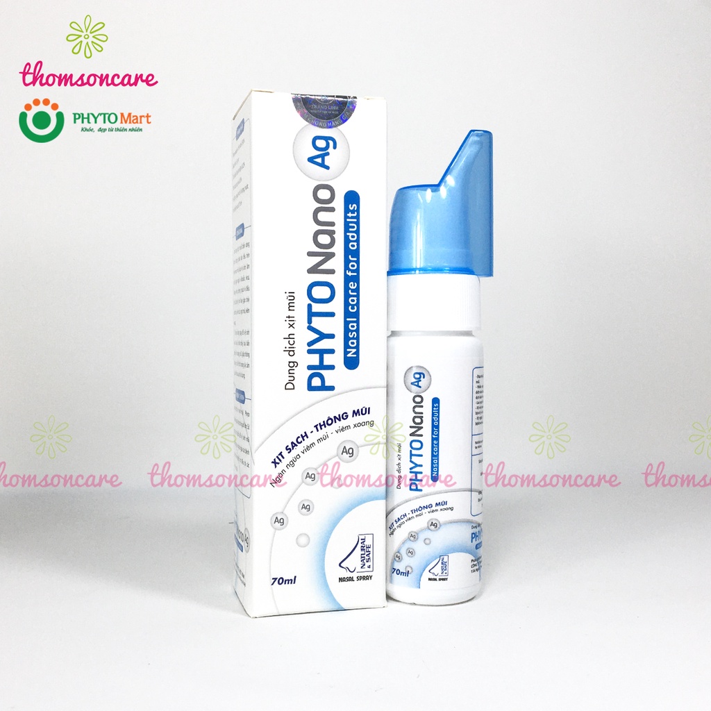 Nước muối biển rửa mũi có Nano bạc vệ sinh mũi tốt hơn - Xịt mũi cho trẻ em và người lớn có khuynh diệp Phytonano