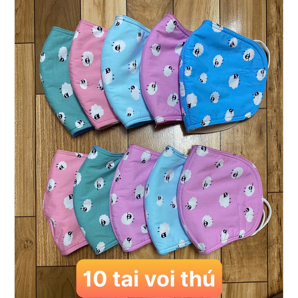 Combo 5 Khẩu trang vải ton bông và thú , loại tai voi ,3 lớp , thượng hiệu TUẤN ANH , giao nhiều màu ngẫu nhiên