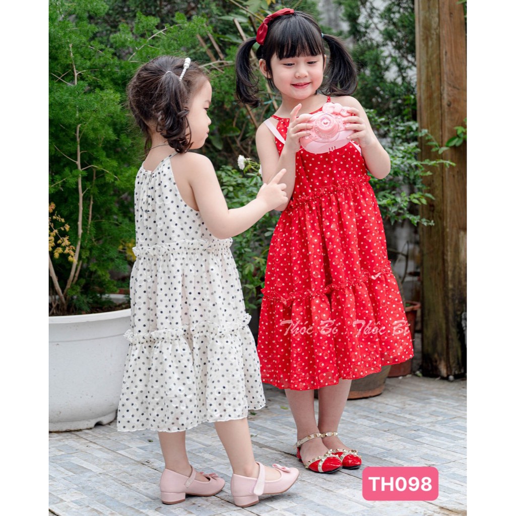 Váy Maxi Yếm Chấm Bi 3 màu cực xinh đủ size 1Y-10Y (Hàng thiết kế)