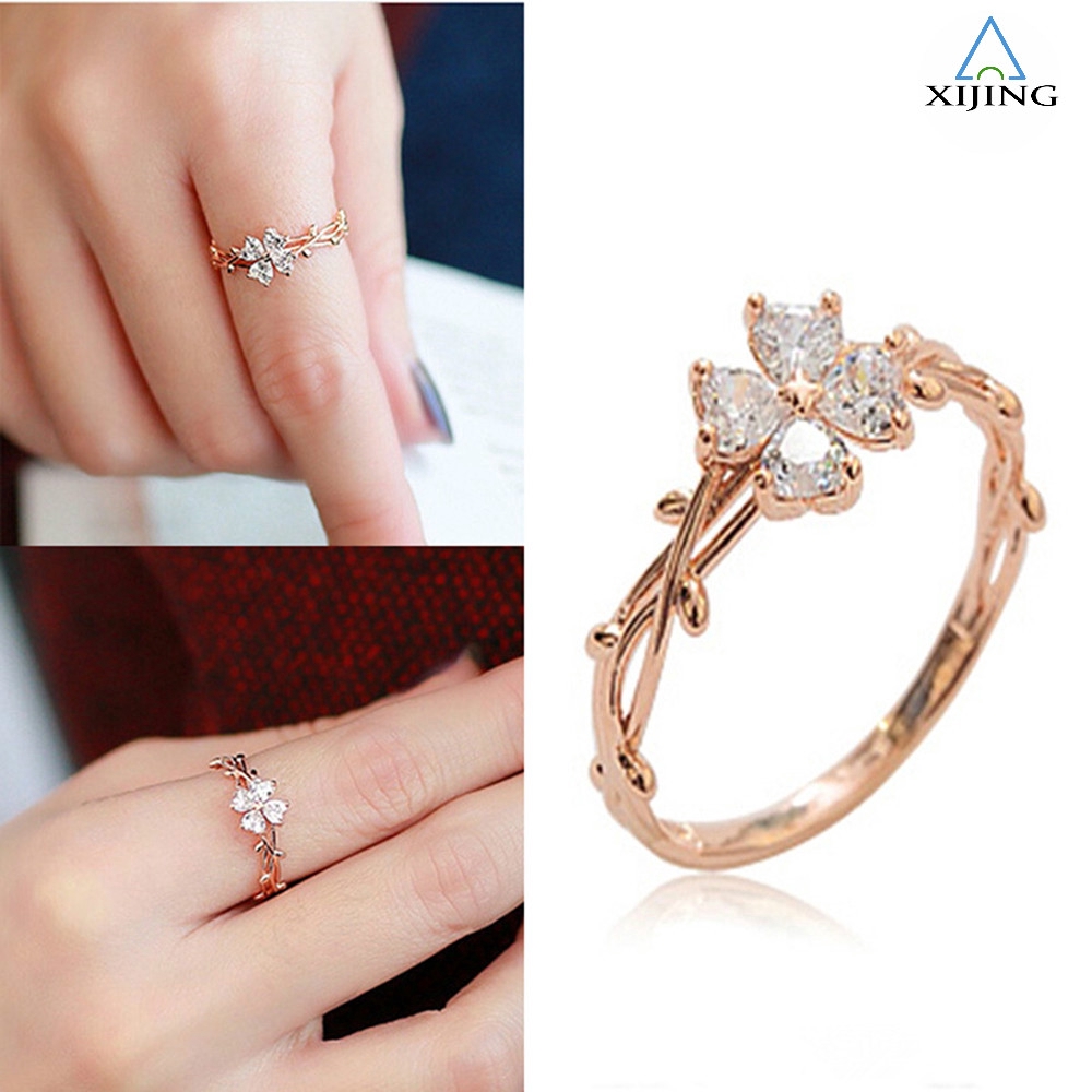 Nhẫn đính đá zircon đơn giản thời trang Hàn Quốc cho nữ