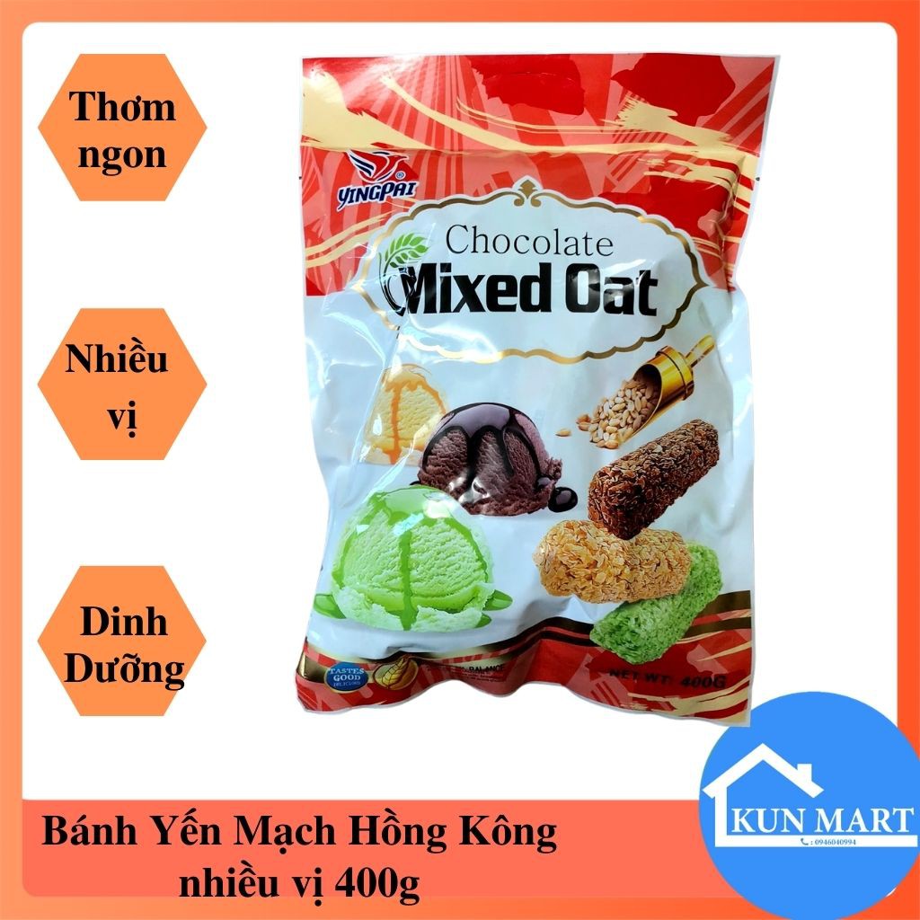 Bánh Yến Mạch ❤️FREESHIP❤️Bánh Yến Mạch, Bánh Oat Hồng Kông BKT04 Thơm Ngon Nhiều Vị gói 400g