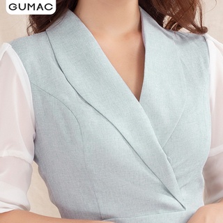 Đầm nữ cổ lật phối tay DA1053 GUMAC