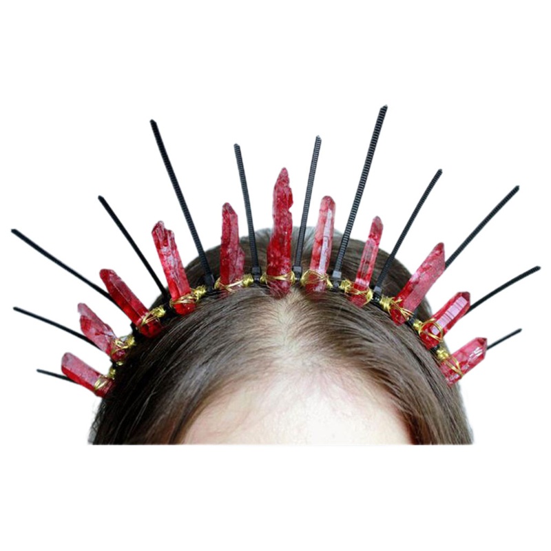 Vương Miện Cài Tóc Đính Đá Thạch Anh Pha Lê Nhiều Màu Phong Cách Vintage Châu Âu