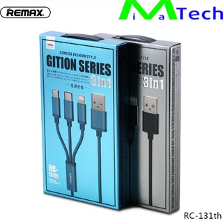 Dây cáp sạc nhanh remax usb 3 đầu tốc độ 2.8 a chuẩn iphone micro type c