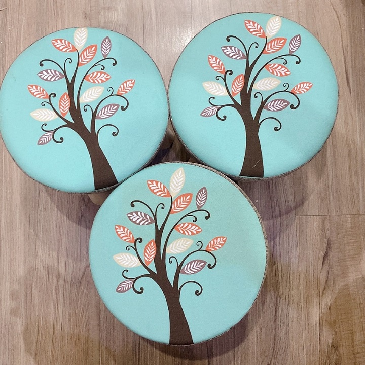 Ghế Đôn Họa Tiết Độc Đáo - Ghế Gỗ Tròn Cao Cấp Trang Trí Bàn Trà Cà Phê