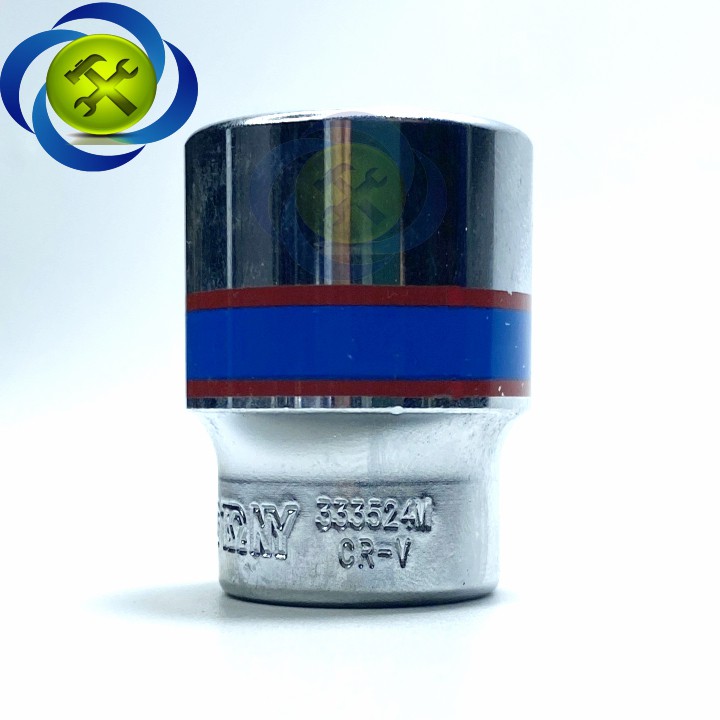 Tuýp 3/8 inch 24mm 6 cạnh màu trắng loại ngắn Kingtony 333524M