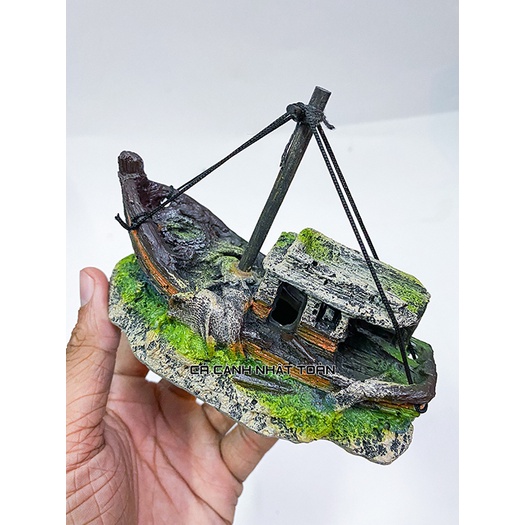 THUYỀN MINI TRANG TRÍ BỂ CÁ, TIỂU CẢNH 11X3X11CM