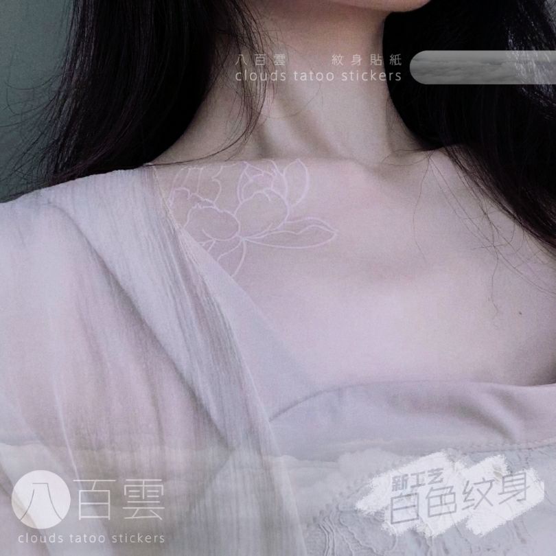 Siêu dễ thương!Hình Xăm Dán Trang Trí Cơ Thể Kiểu Hoa Sen/Bướm Trắng Xinh Xắn Chống Thấm Nước