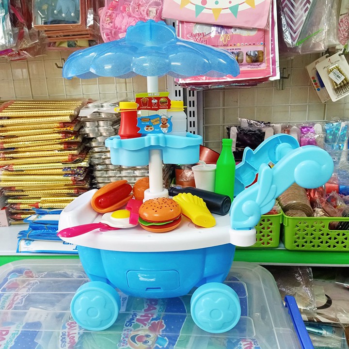 Bộ đồ chơi nấu ăn nhà bếp mẫu xe đẩy bán kem kẹo có nhạc đèn cho bé Công Chúa Elsa