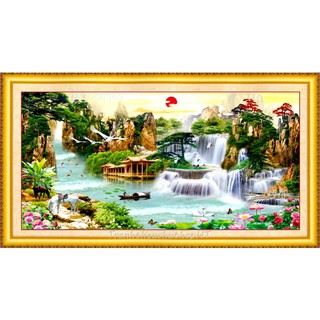 Tranh thêu chữ thập 3D Phong cảnh sơn thủy hữu tình LV3307, LV3308, LV3309 - tự thêu (3 size)