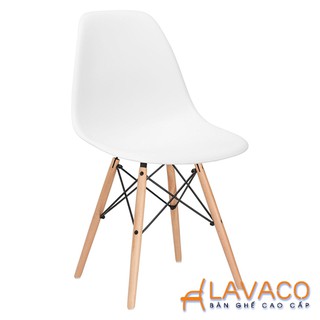 Ghế cafe, ghế ăn nhựa chân gỗ màu trắng – 207W