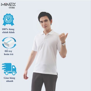Áo thun nam POLO cổ bẻ MiNEX trắng có gân vải cá sâu cao cấp, chuẩn form dáng suông, thanh lịch