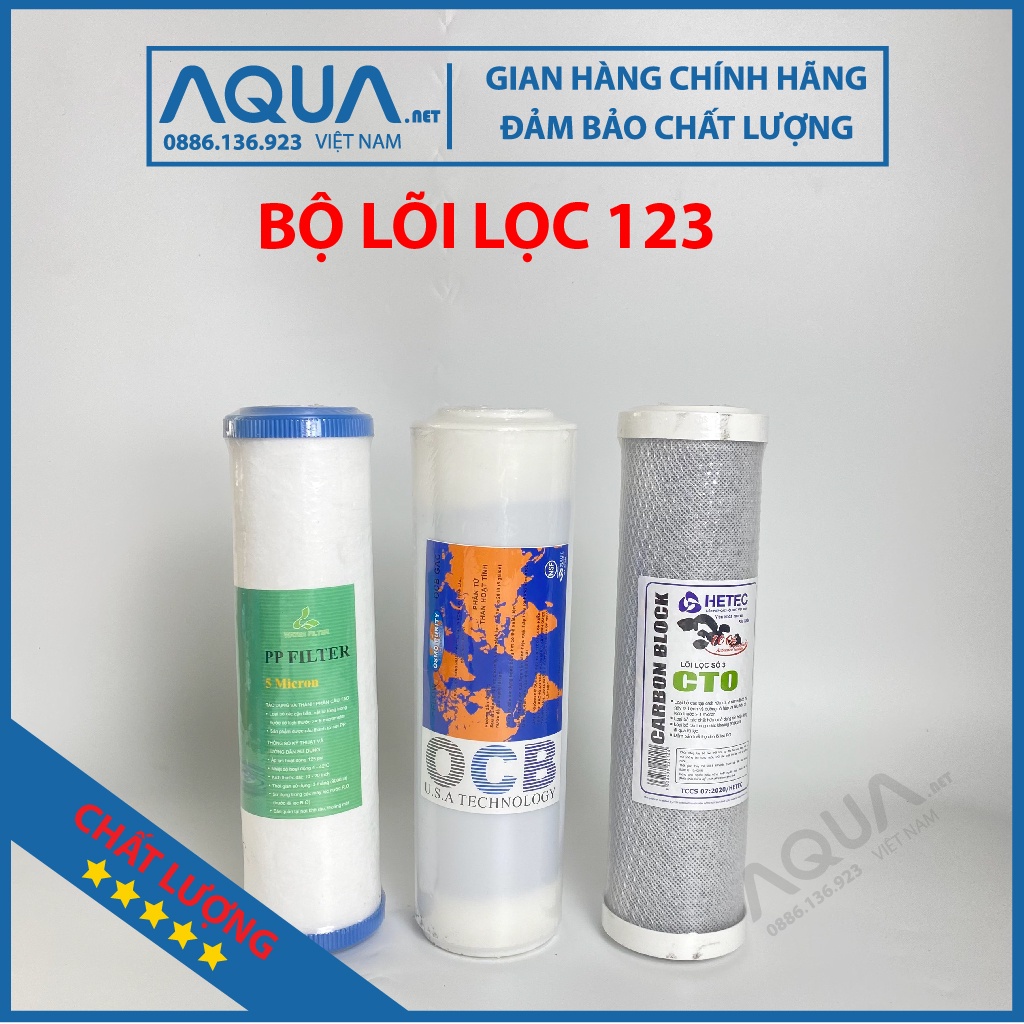 Bộ 3 lõi lọc nước 1,2,3 Chính hãng, sử dụng tất cả máy lọc nước chính hãng