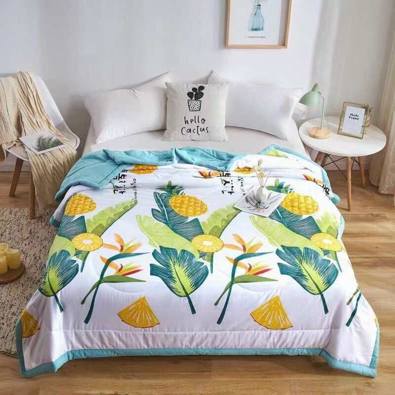 Chăn Hè Cotton Đũi Zara Home Hoạ Tiết Hoa Lá, Chất Đũi Siêu Mềm Mịn