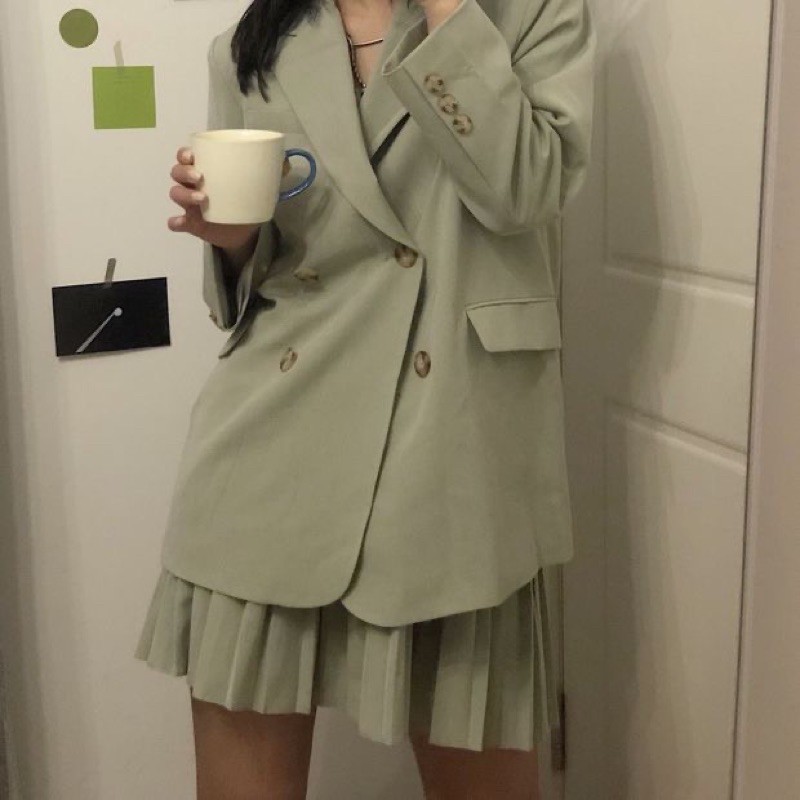 [Có ảnh thật] Set áo khoác blazer oversized + chân váy xếp ly phong cách thanh lịch SAM SAM BOUTIQUE | BigBuy360 - bigbuy360.vn