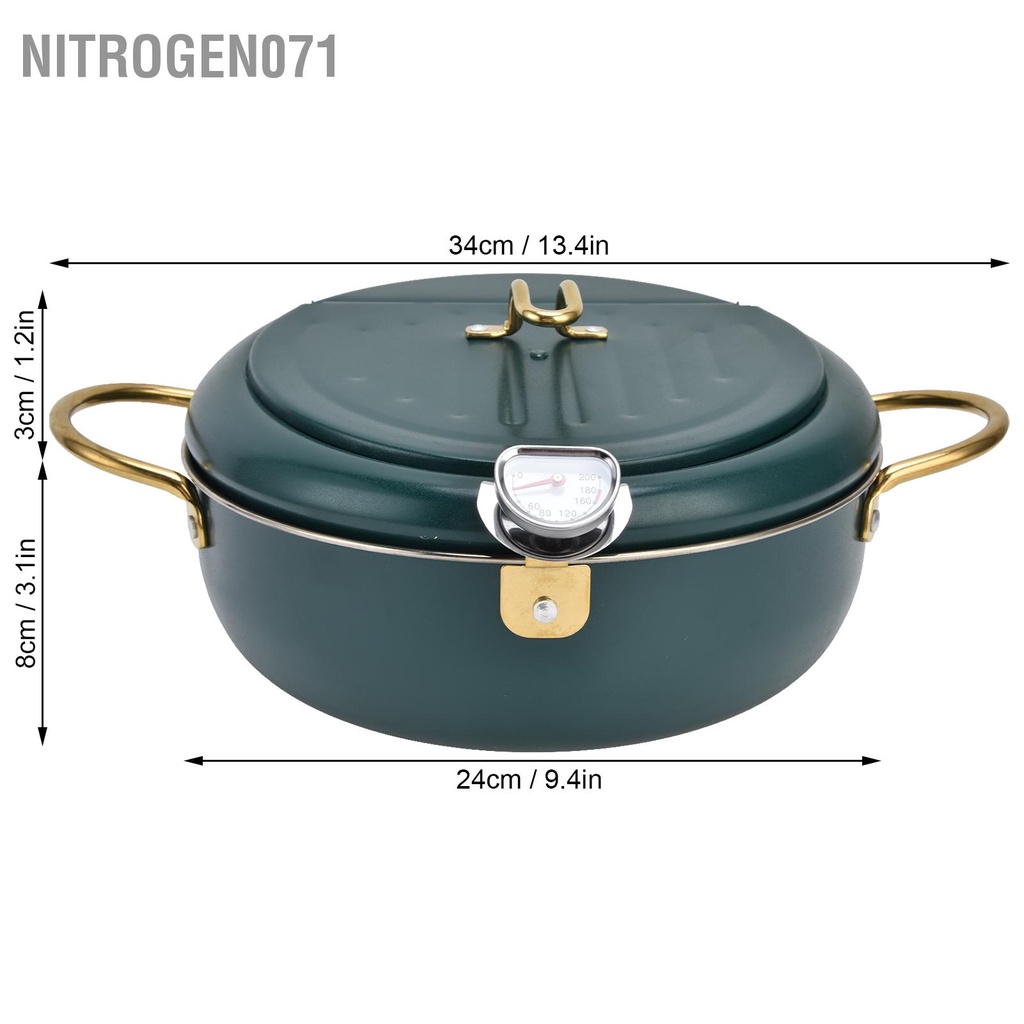 Nitrogen071 Nồi chiên bằng thép không gỉ 304 Nhiệt độ nấu ăn mini có thể điều khiển với nhiệt kế cho nhà bếp