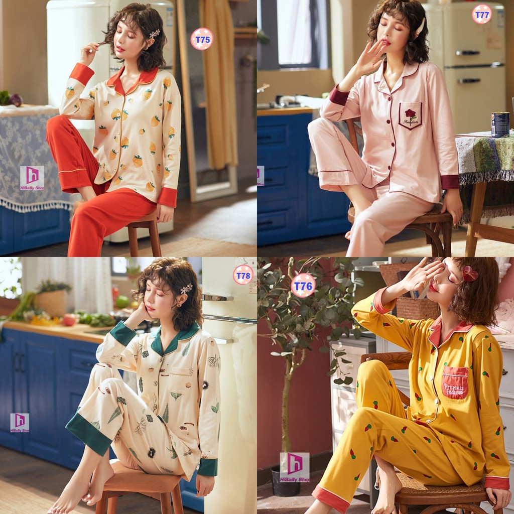 Pijama Sau Sinh Cotton co giãn thoải mái big size T1