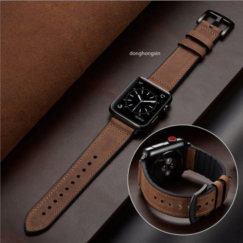 Dây Đeo Bằng Da Thật 40/44/38/42mm Dành Cho Đồng Hồ Thông Minh Apple Watch Series 8 7 6 SE 5 4 3 2 41mm 45mm Ultra 49mm