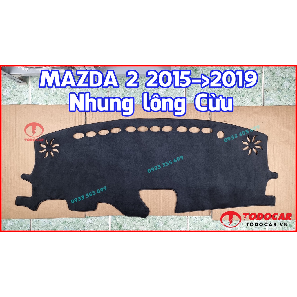 Thảm Taplo MAZDA 2 bằng Nhung lông Cừu, Da vân Carbon, Da vân Gỗ 2011 12 13 2014 2015 2016 2017 2018 2019 2020 2021 2022