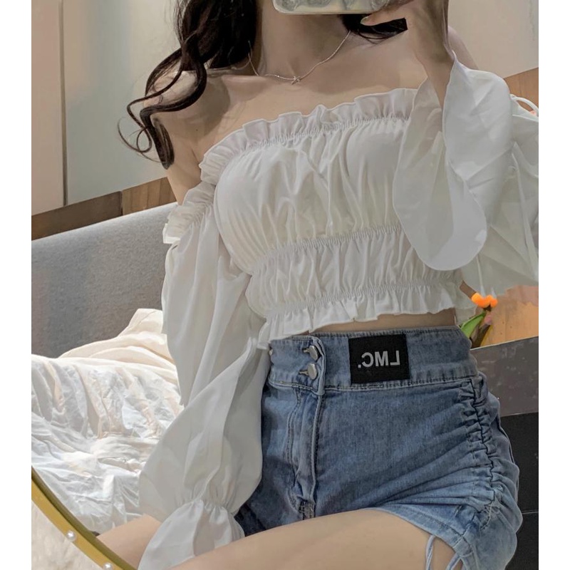 COZOK Áo Trễ Vai Dài Tay Thời Trang Dành Cho Nữ