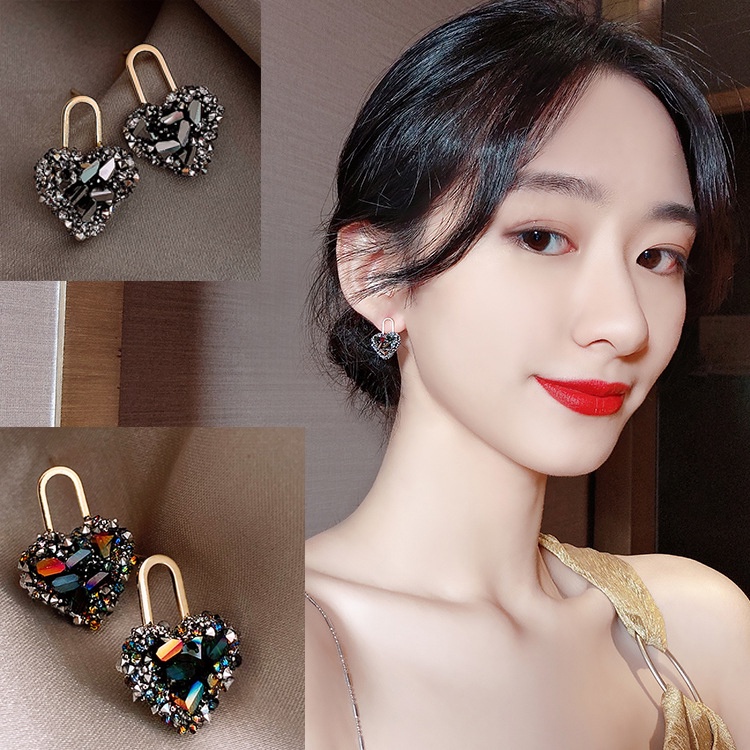 Khuyên Tai Bạc S925 Đính Đá Trái Tim Cá Tính Hàng Mới Chất Lượng Cao Cho Nữ 2022
