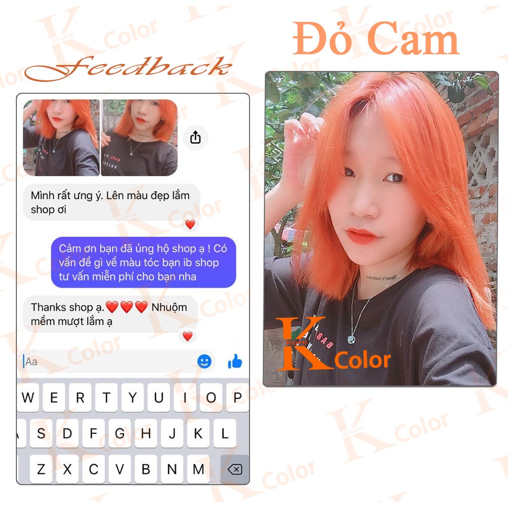 Thuốc nhuộm tóc màu Đỏ Cam – Orange Peach sử dụng tại nhà nhiều thảo dược giá rẻ Kcolor