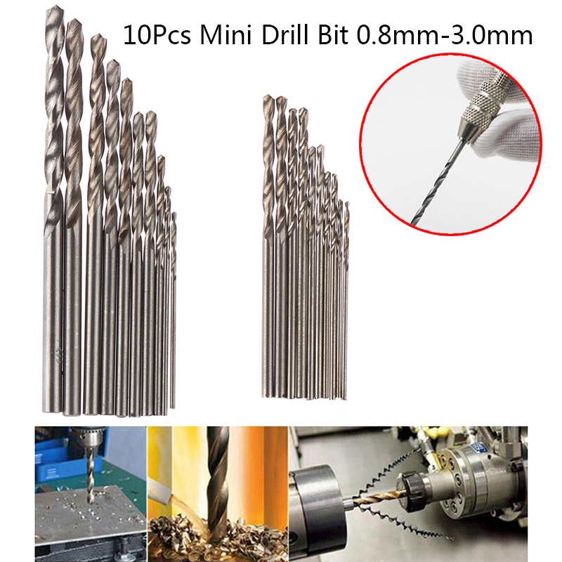 Hộp 10 Mũi Khoan Mini HSS 0.8mm-3.0mm Cho PCB