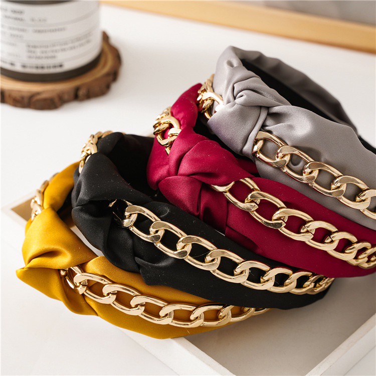 Băng Đô Vải Bản Rộng Thắt Nút Màu Sắc Thời Trang Xuân Hè