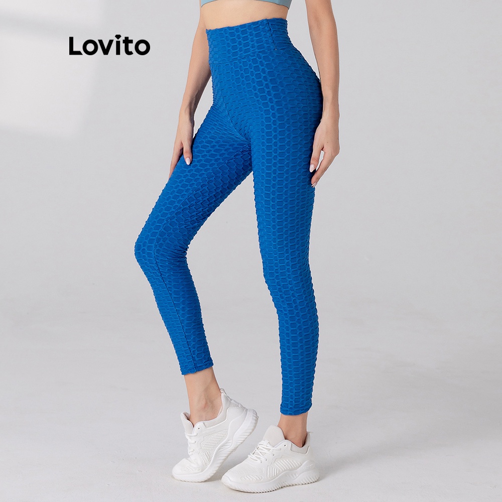 Lovito Quần Legging Thể Thao Màu Xanh Nhạt Nhanh Khô L05212 | BigBuy360 - bigbuy360.vn