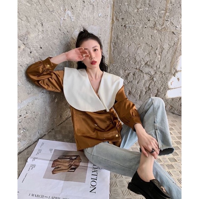 Đầm vest dáng suông cổ bèo koreastyle