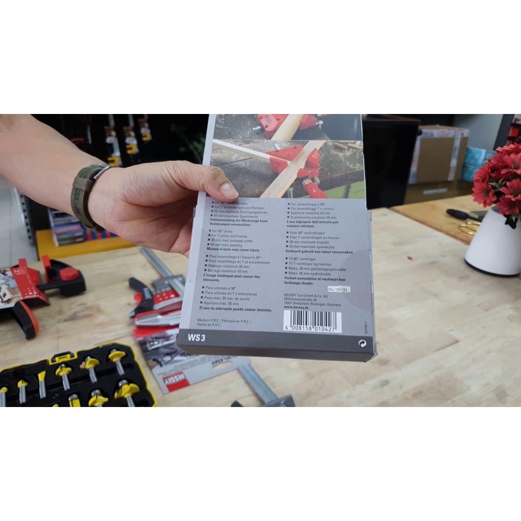 Kẹp góc vuông 2x55mm độ sâu ngàm cặp 30mm. BESSEY WS3. Sản xuất tại Đức