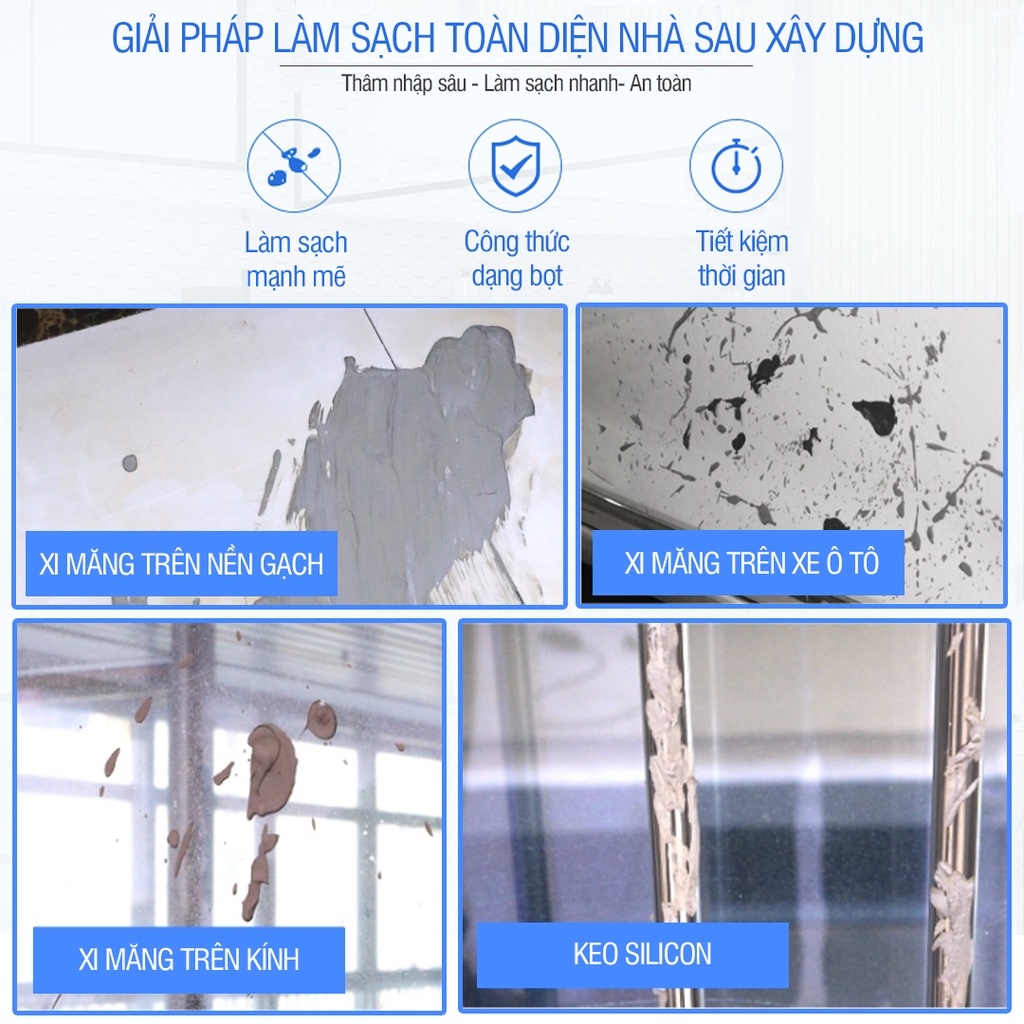 Tẩy xi măng Hàn Quốc, tẩy gạch men, ron gạch 400ml, hiệu quả nhanh chóng, an toàn cho bề mặt gạch, kính, sơn oto, gỗ