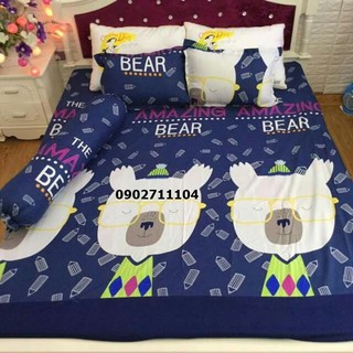 Bộ ga cotton gấu nâu
