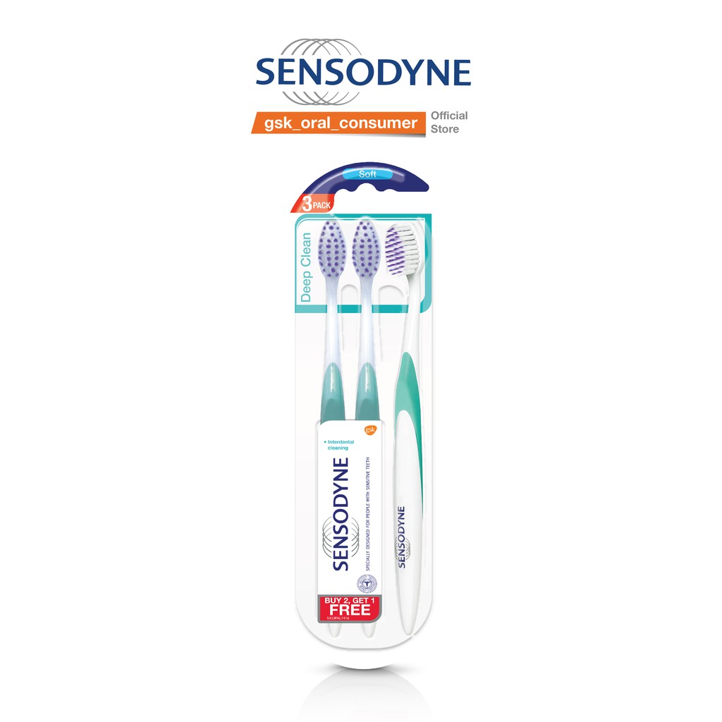 Bộ 3 bàn chải đánh răng SENSODYNE DEEP CLEAN SOFT sạch sâu kẽ răng