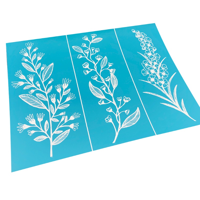 GOO Leaf Flower Self-Adhesive Silk Screen Printing Stencil Reusable Sign Stencils for Painting on Wood DIY Decoration