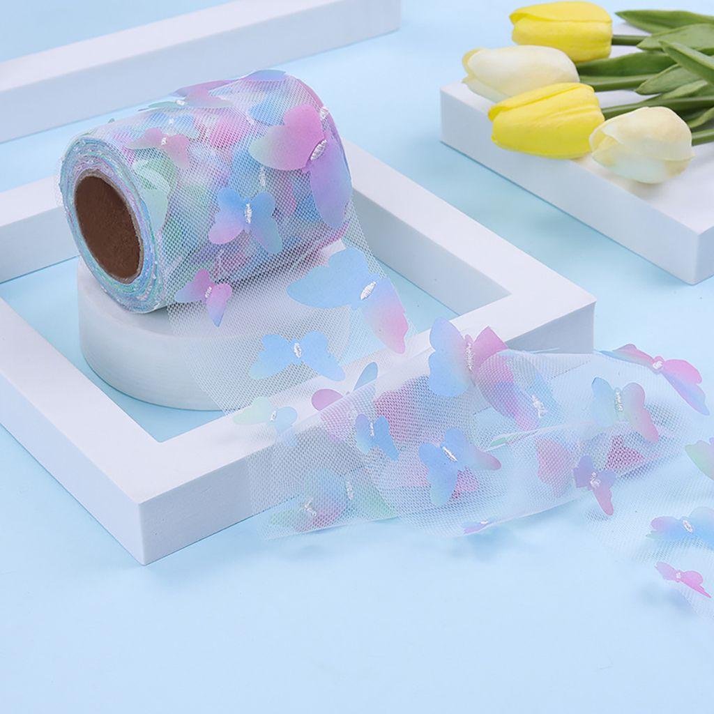 Cuộn Vải Tuyn Thêu Hình Bướm 10 yards