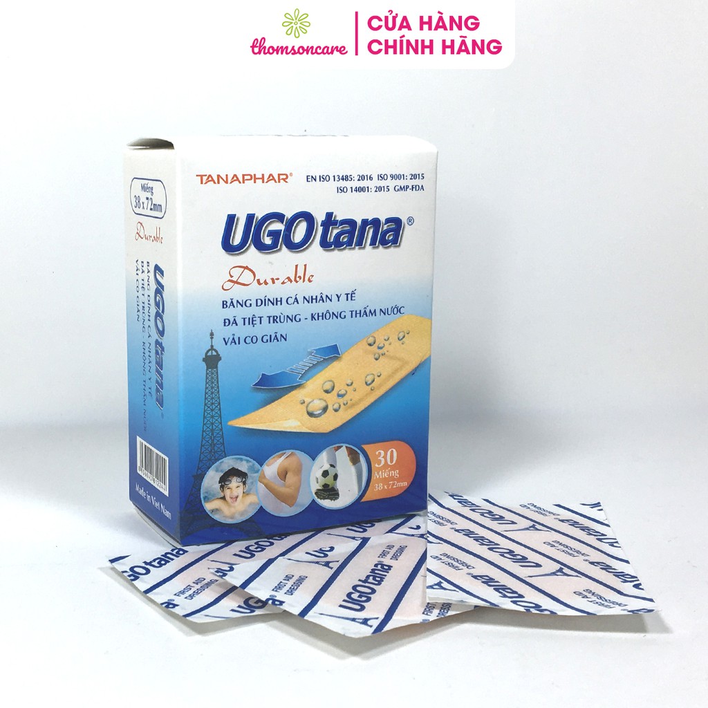 Băng dính cá nhân y tế Ugotana - Hộp 30 miếng - Băng dính cá nhân số 1 sản xuất tại Việt Nam