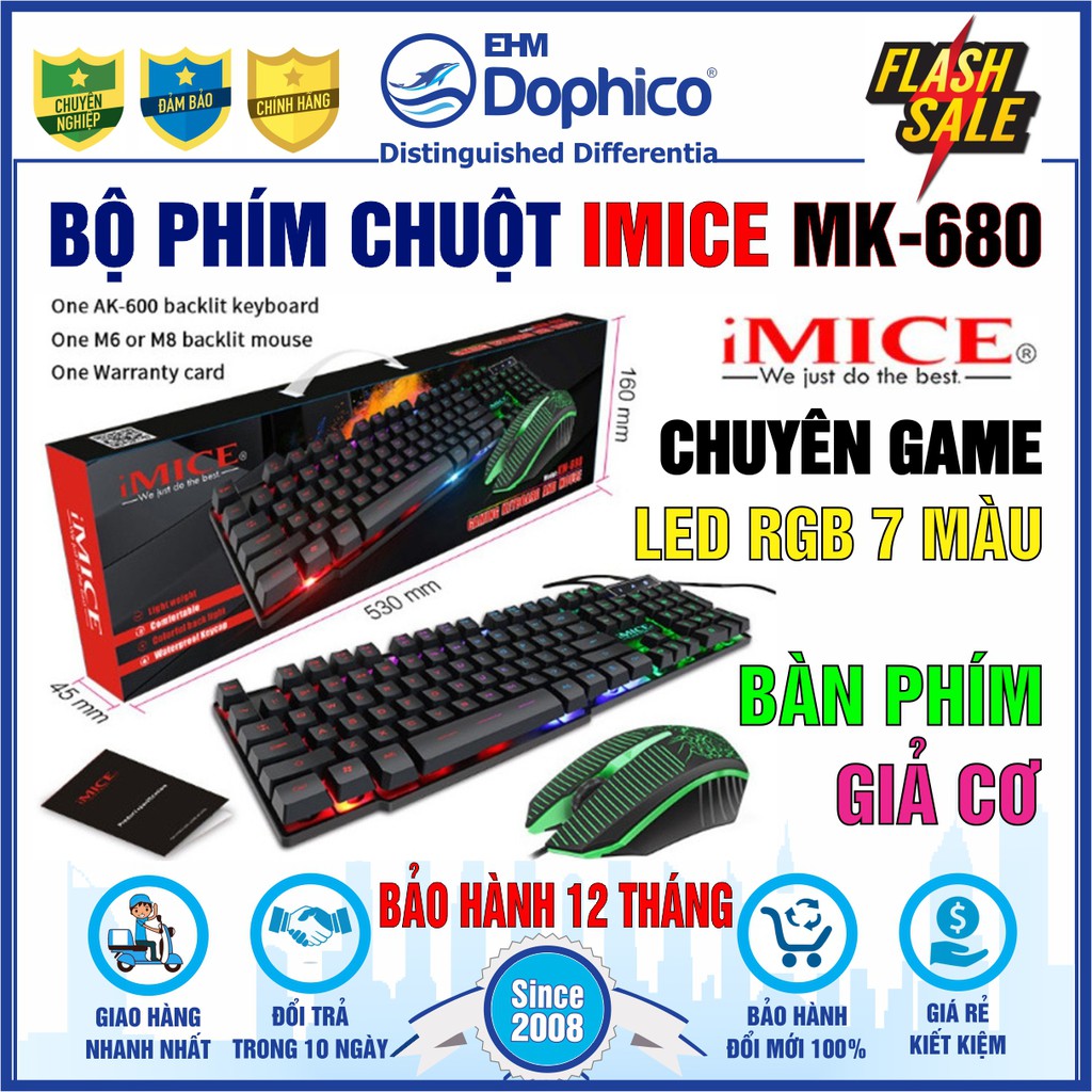 Combo bộ Phím chuột Imice MK-680 giả cơ chuyên game – Chính hãng – Bảo hành 12 tháng – Gaming keyboard and Mouse