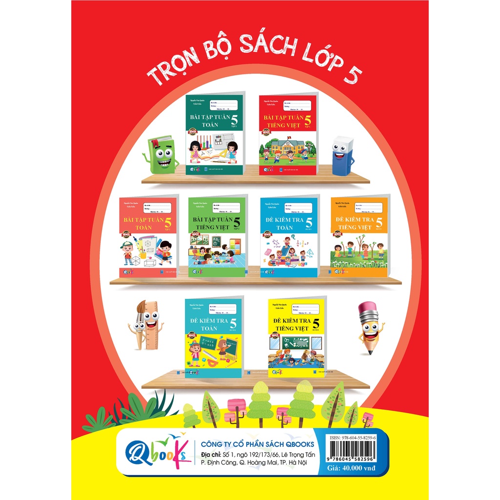 Sách Combo Bài tập tuần Toán và Tiếng Việt Lớp 5 Tập 1  Hải Anh Books