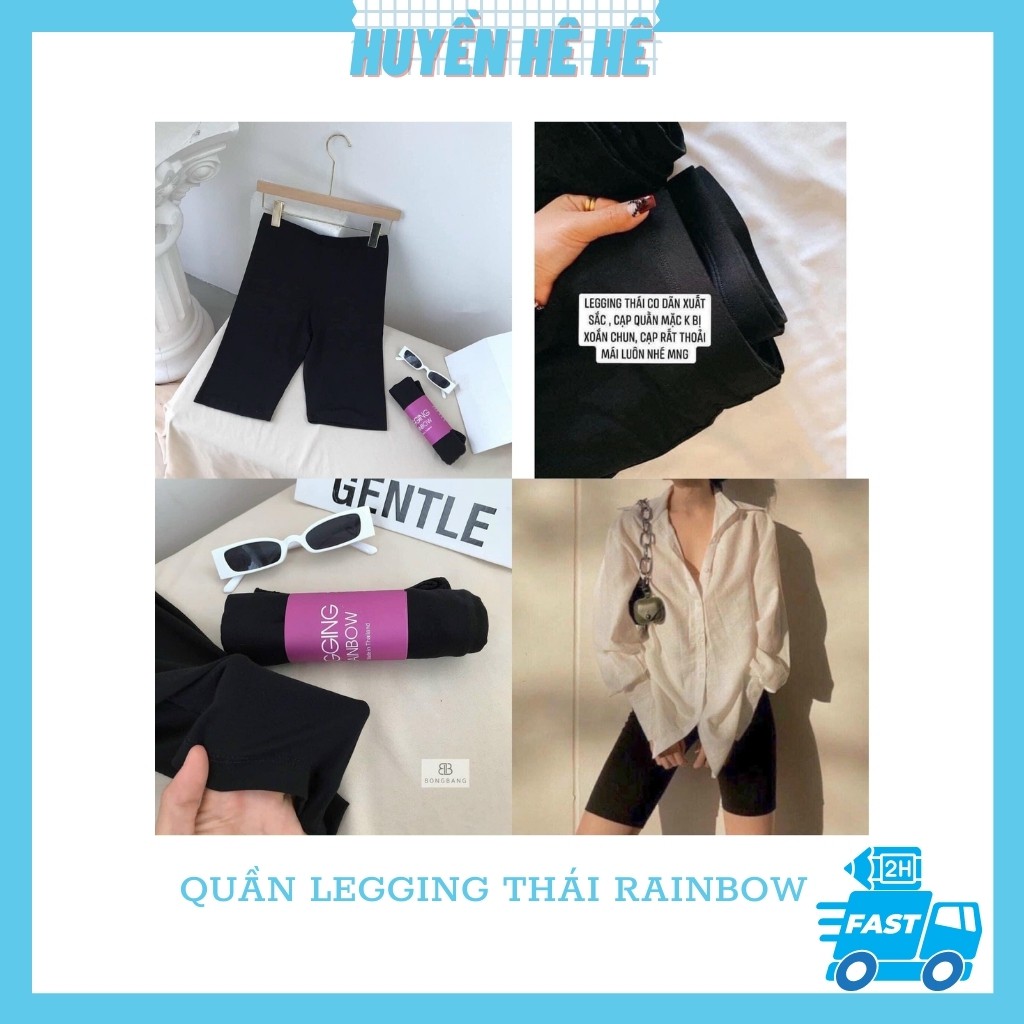 Quần legging ngố, legging rainbow Thái, cạp cao, co giãn