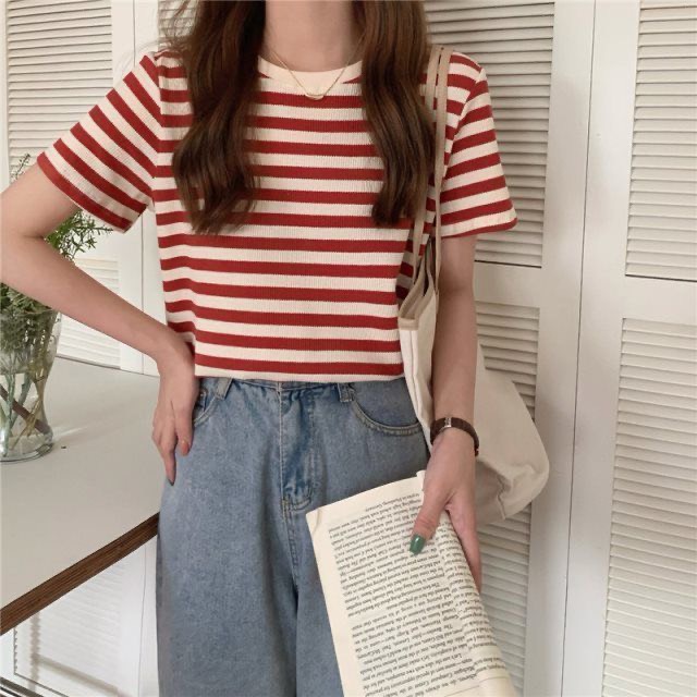 Áo Thun Kẻ Sọc Tay Ngắn Phong Cách Hàn Quốc | Smide Clothing