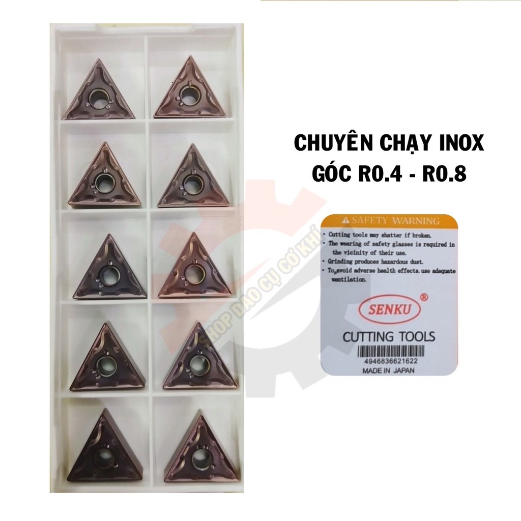 Mảnh chíp tiện TN16 góc R04 - R08 cao cấp Nhật Bản chạy gang, sắt thép, inox, nhôm gỗ nhựa, tinh bóng