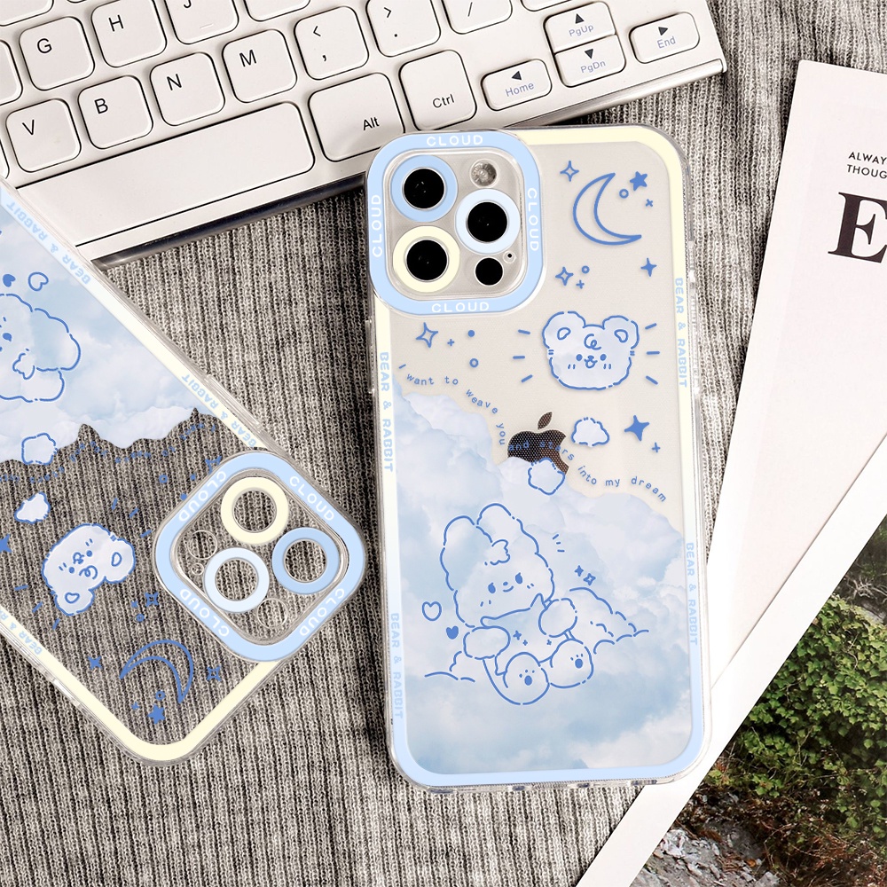Ốp Điện Thoại Tpu Mềm Hình Bầu Trời Xanh Cho iPhone 11 12 13 pro max XS X XR XSMax 7 8 6 6s plus SE 2020