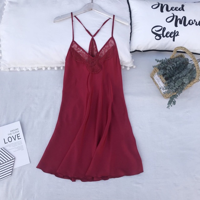 QQ8640 VÁY NGỦ LỤA SEXY