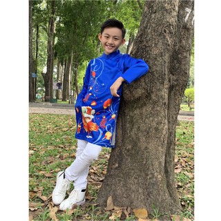 Áo dài cách tân cao cấp dành cho bé trai, họa tiết đội lân múa chào xuân - Quần áo trẻ em - Socnaukids (190512)