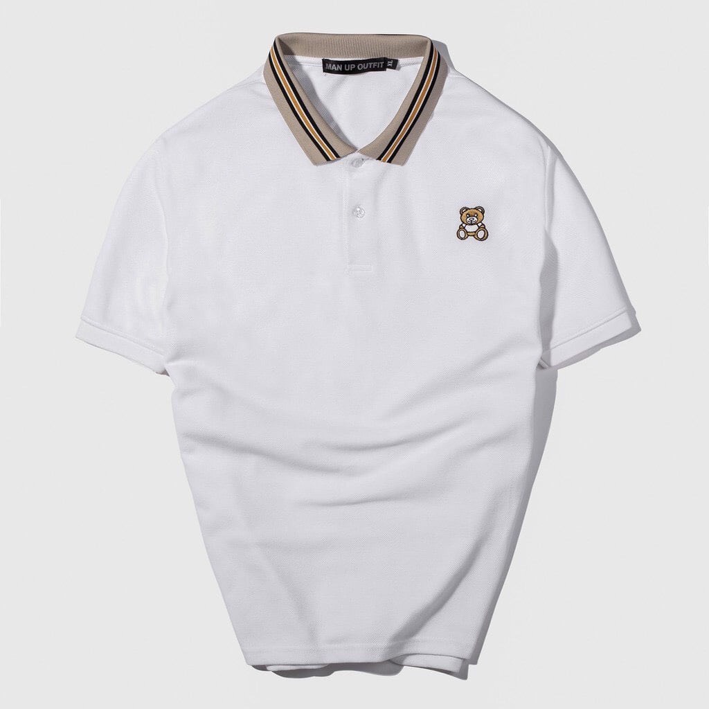 Áo polo nam Azila thêu hình gấu hai màu đen trắng chất liệu thun cotton cao cấp - AC93 | BigBuy360 - bigbuy360.vn