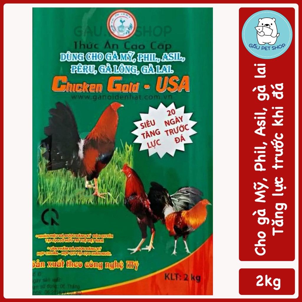 Thức ăn cho gà Mỹ, Phil, gà ngoại, gà lai CHICKEN GOLD - USA 2kg -gau.petshop