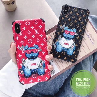 [ iphone 6 đến xs max ] ốp lv supreme kẻ va li silicon mềm